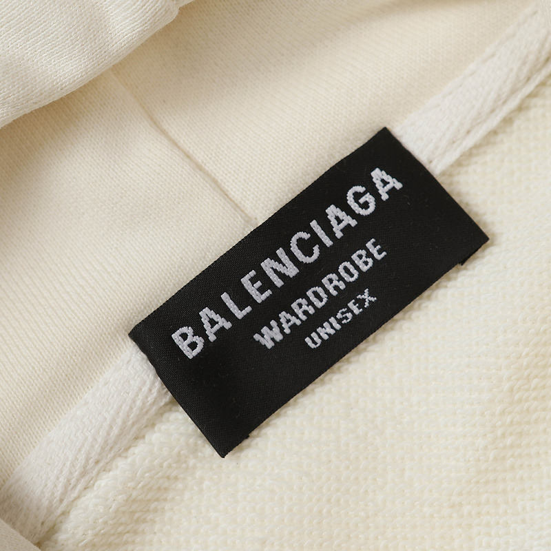 Ba*len*cia*ga logo-print fleece-back cotton-jersey hoodie cream