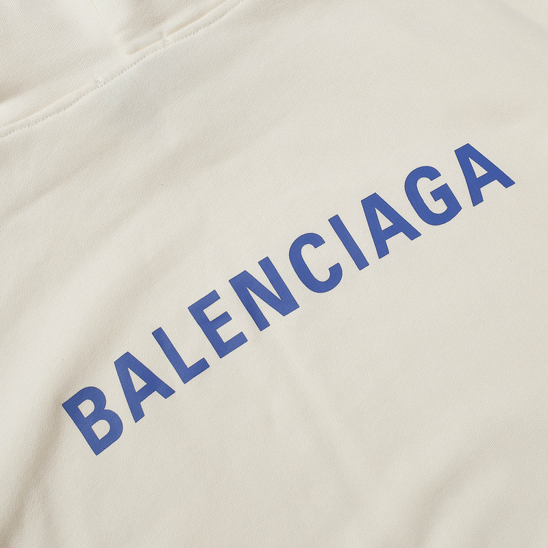 Ba*len*cia*ga logo-print fleece-back cotton-jersey hoodie cream