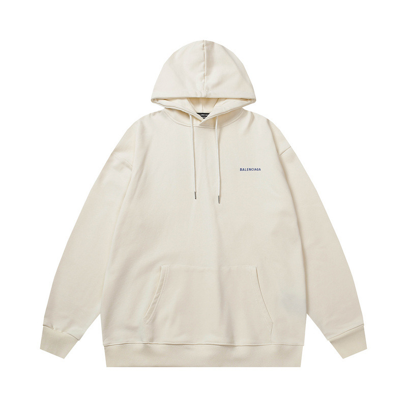 Ba*len*cia*ga logo-print fleece-back cotton-jersey hoodie cream