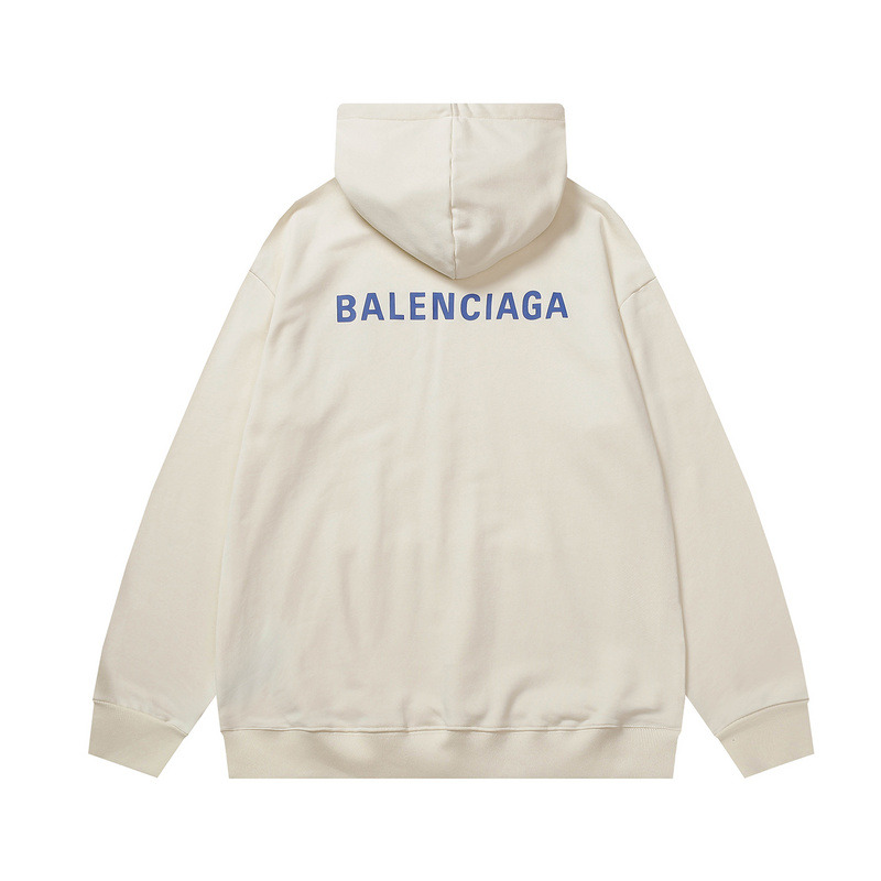 Ba*len*cia*ga logo-print fleece-back cotton-jersey hoodie cream