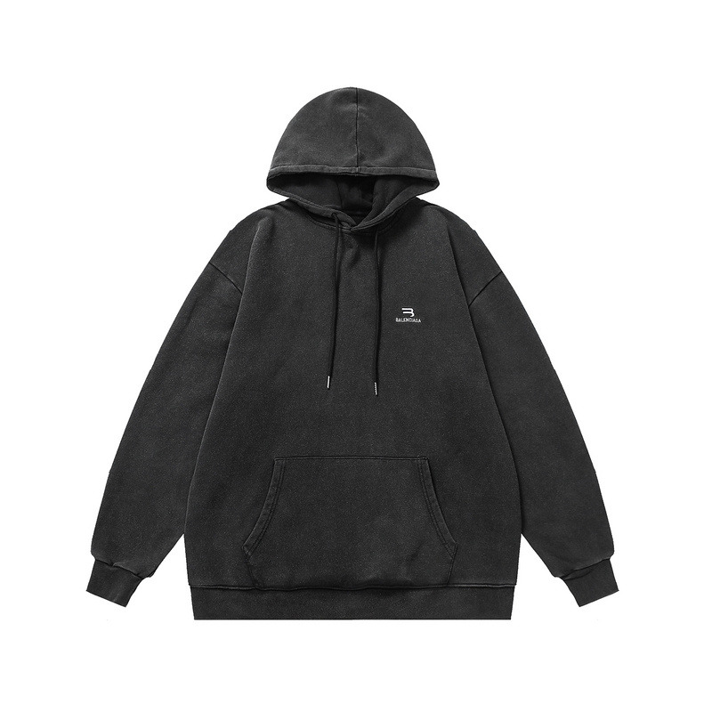 Ba*len*cia*ga logo-embroidered cotton-jersey hoodie black