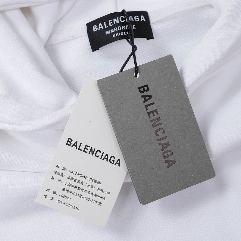 Ba*len*cia*ga medium fit barcode hoodie white