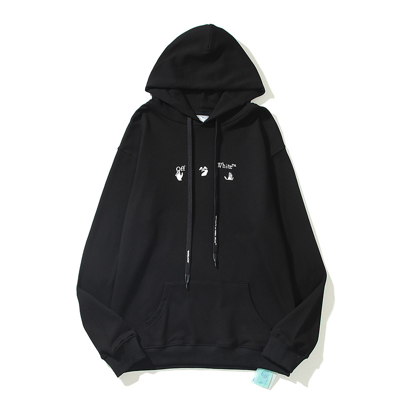 Off White Virgil Abloh Red Marker Over Hoodie Black