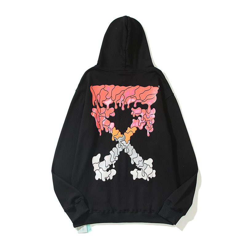 Off White Virgil Abloh Red Marker Over Hoodie Black