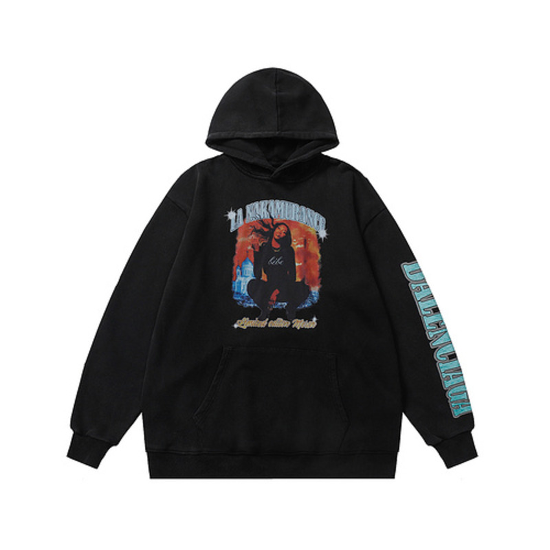 Ba*len*cia*ga x apple music 6 aya nakamura wide fit hoodie black