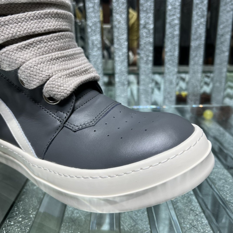 Rick Owens Strobe Geobaskets High-Top Sneakers Grey and White