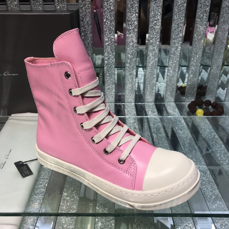 Rick Owens High Top Leather Sneakers Pink