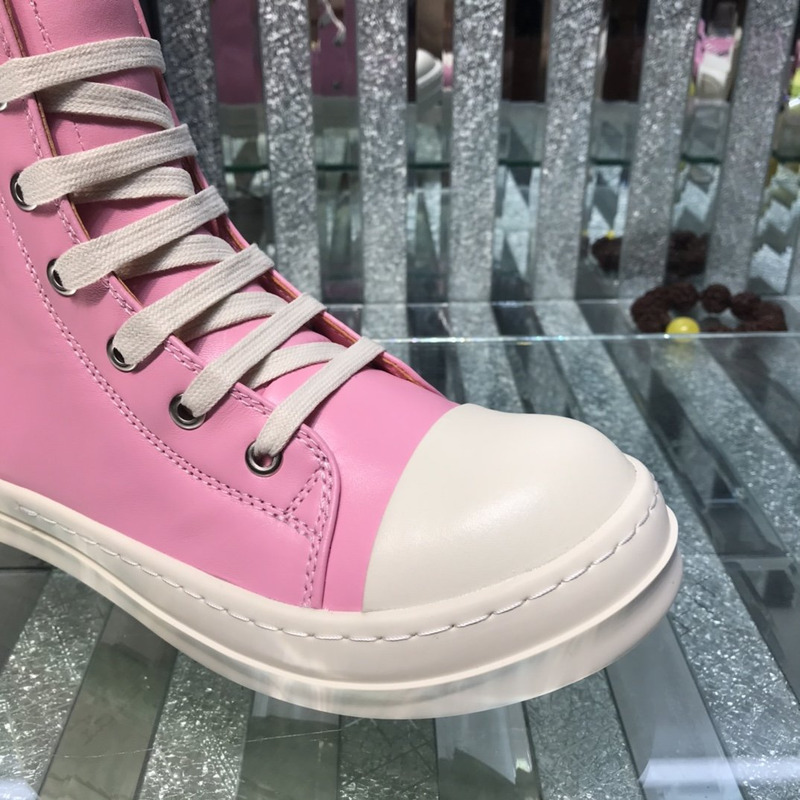 Rick Owens High Top Leather Sneakers Pink