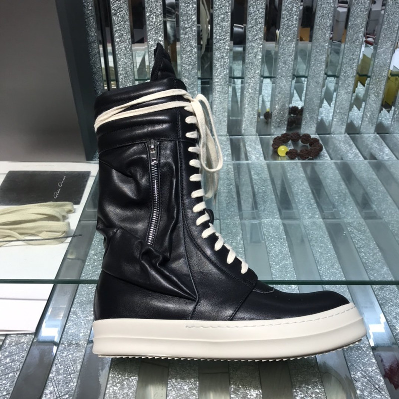 Rick Owens Cargo Basket High-Top  Leather Sneakers Black