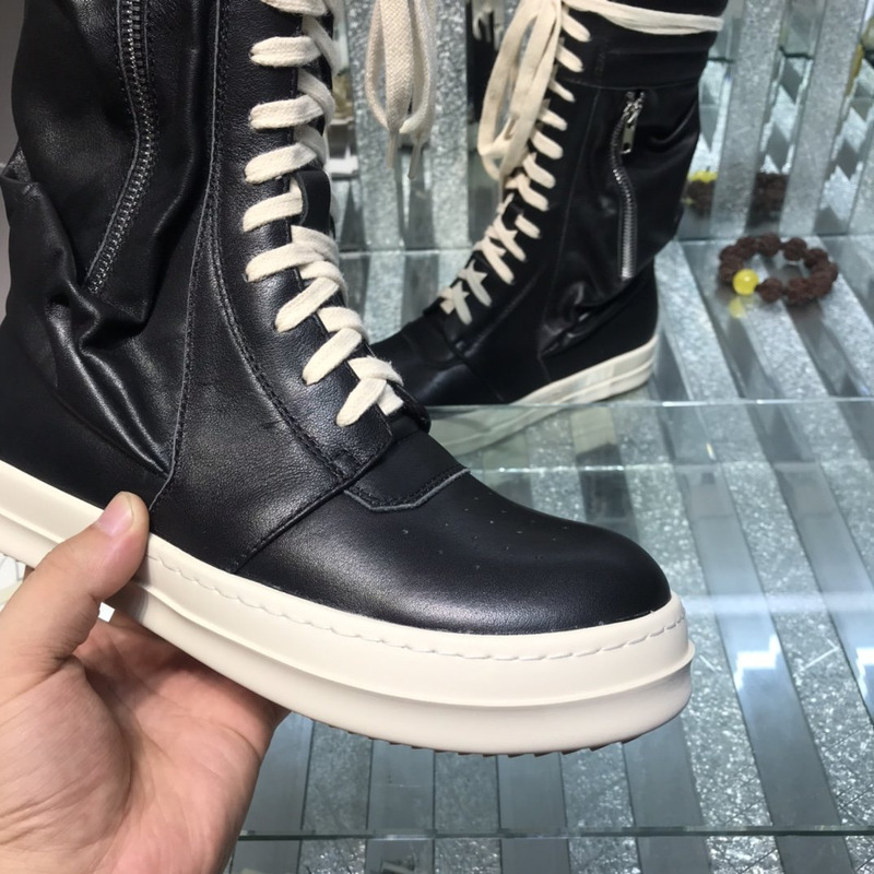 Rick Owens Cargo Basket High-Top  Leather Sneakers Black