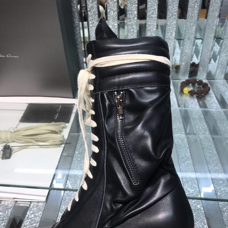 Rick Owens Cargo Basket High-Top  Leather Sneakers Black