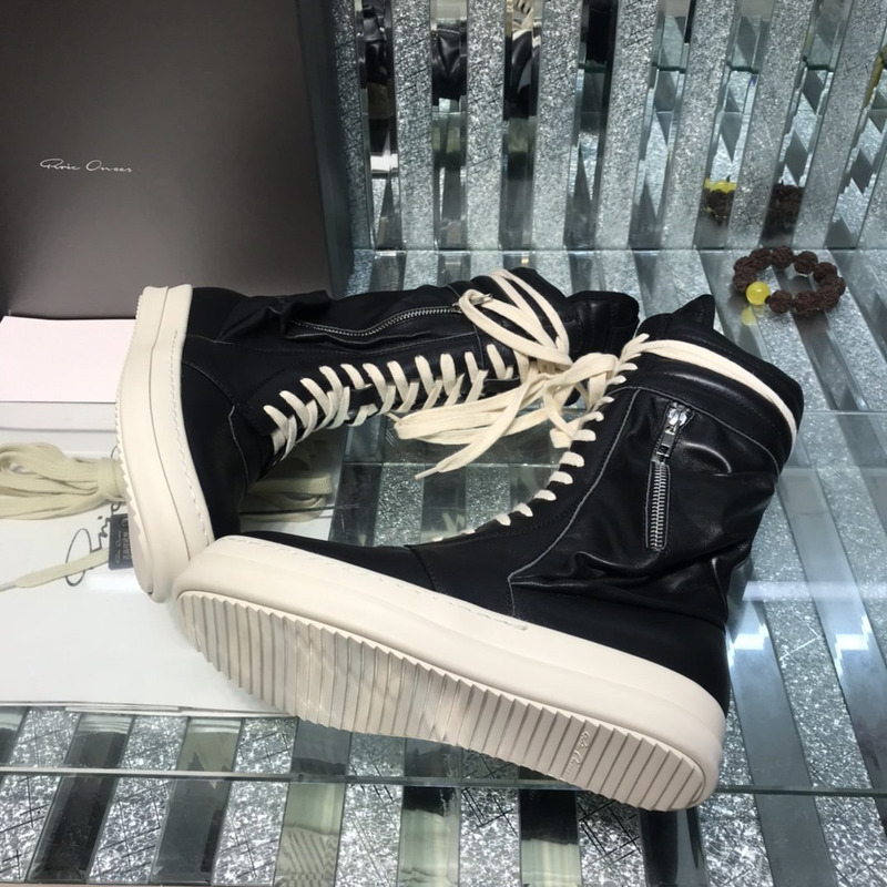 Rick Owens Cargo Basket High-Top  Leather Sneakers Black