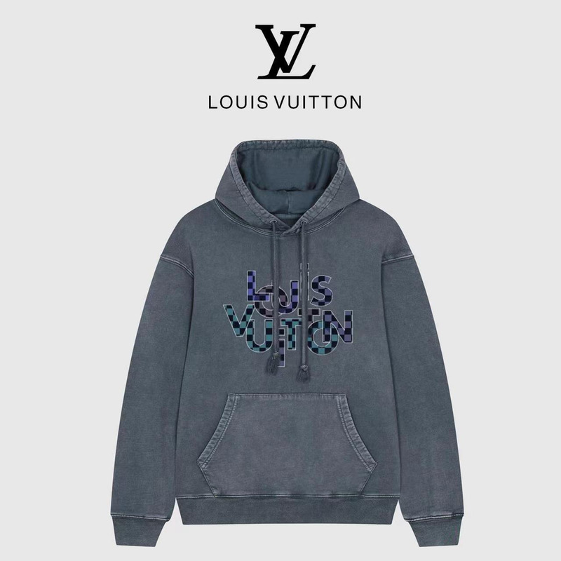 l**is V*t*n logo print hoodie grey