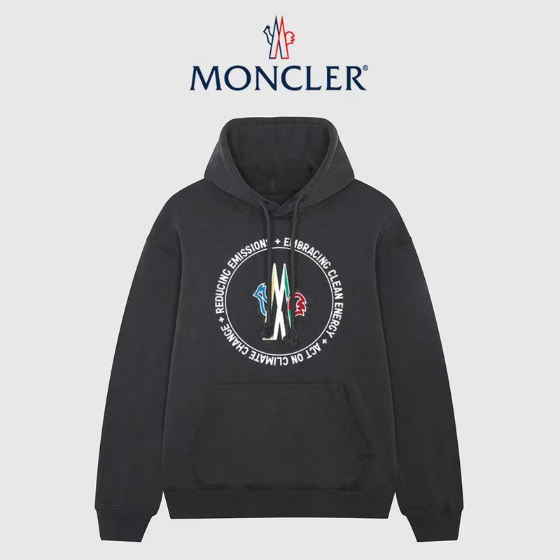 Moncler Logo Print Hoodie Black