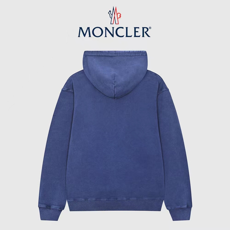 Moncler Logo Print Hoodie Blue