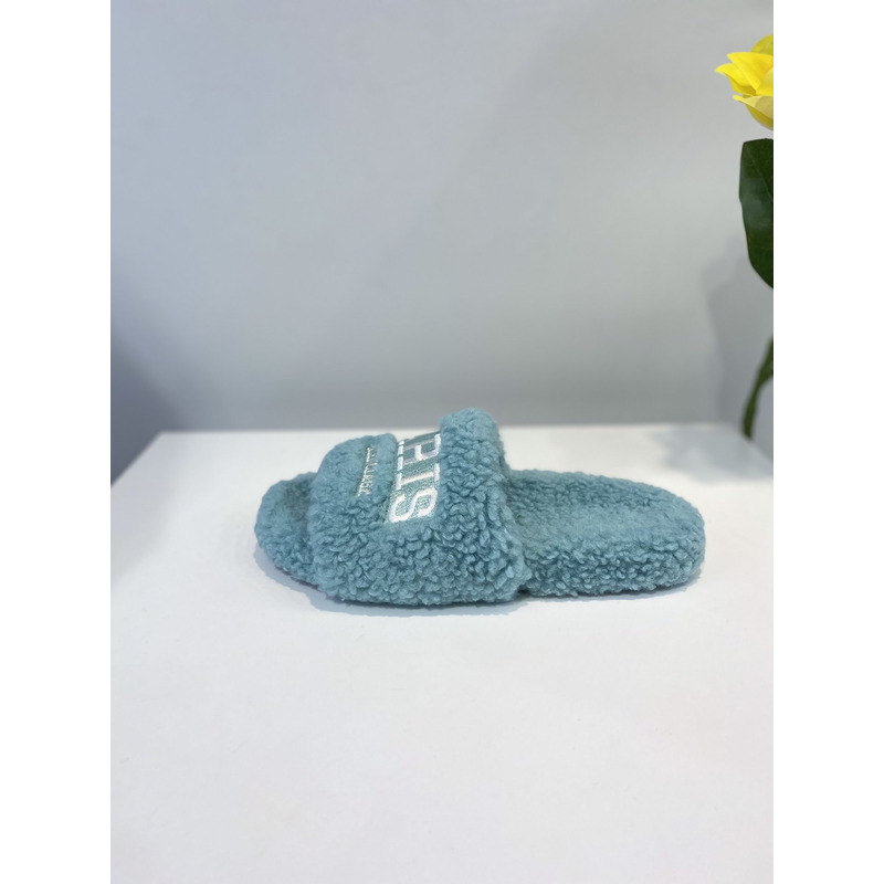 Ba*len*cia*ga logo-embroidered paris faux slides blue