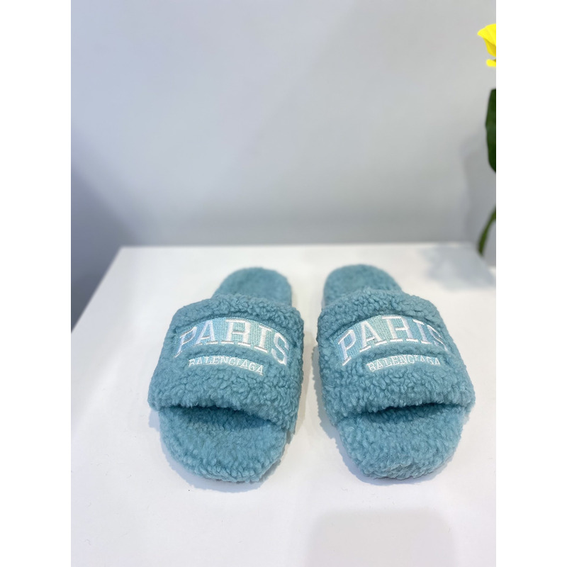 Ba*len*cia*ga logo-embroidered paris faux slides blue