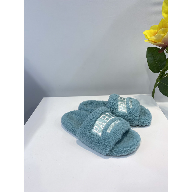 Ba*len*cia*ga logo-embroidered paris faux slides blue