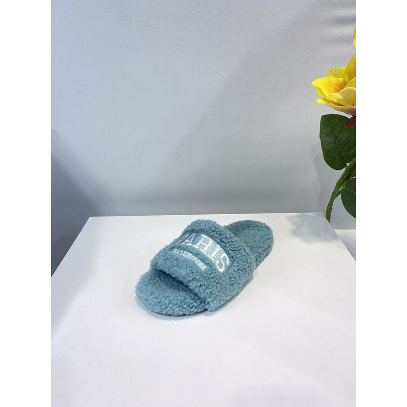 Ba*len*cia*ga logo-embroidered paris faux slides blue