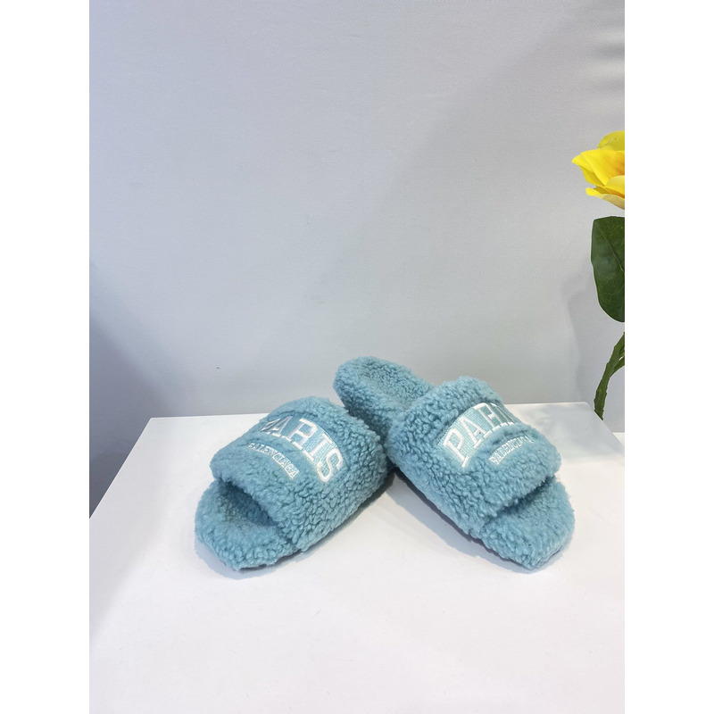 Ba*len*cia*ga logo-embroidered paris faux slides blue