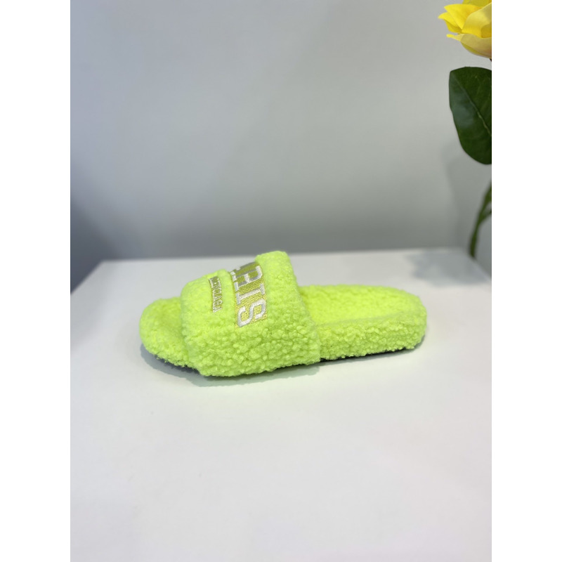 Ba*len*cia*ga logo-embroidered paris faux slides neon green