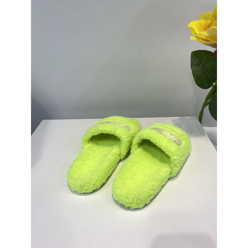 Ba*len*cia*ga logo-embroidered paris faux slides neon green