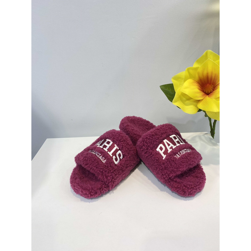 Ba*len*cia*ga logo-embroidered paris faux slides deep pink