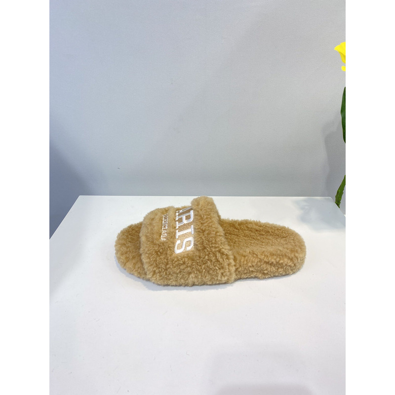 Ba*len*cia*ga logo-embroidered paris faux slides camel