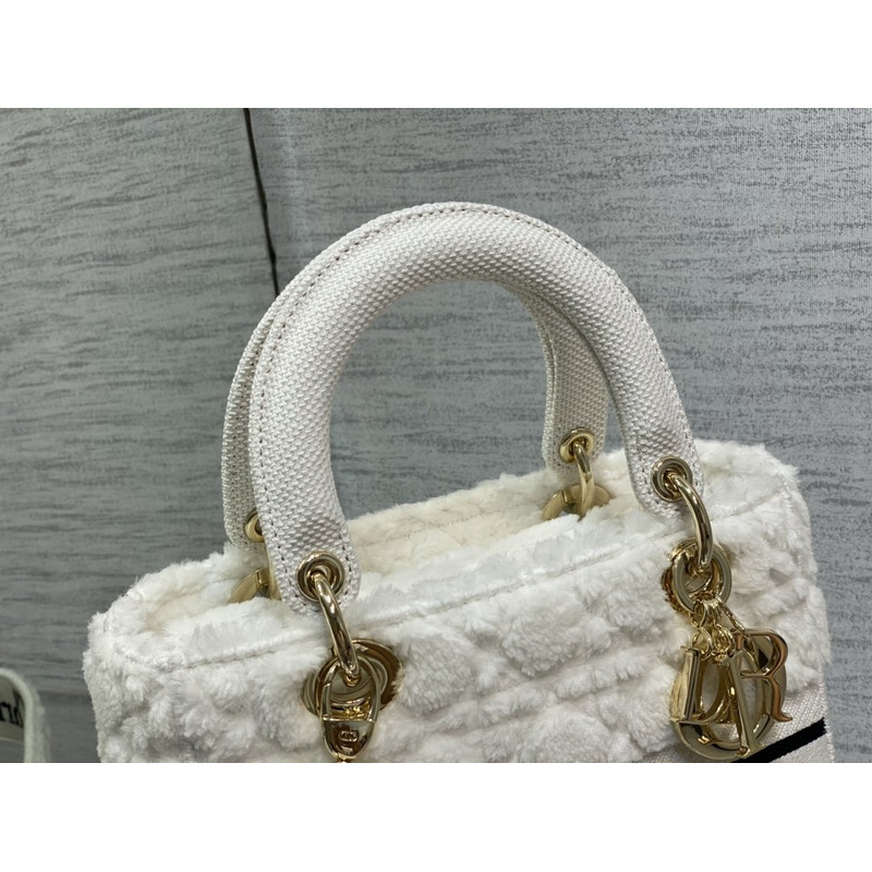 D*or medium lady d-lite bag cannage shearling latte