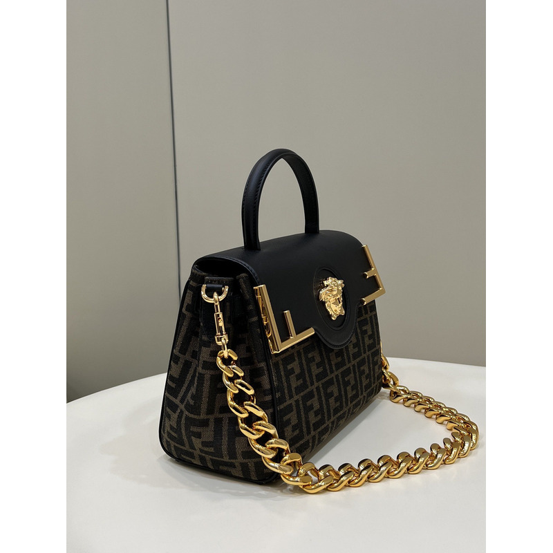 F**di x versace fendace la medusa medium handbag gold baroque print