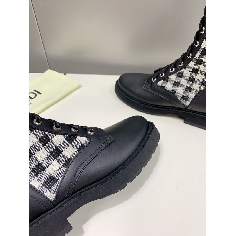 F**di gingham lace-up leather boots