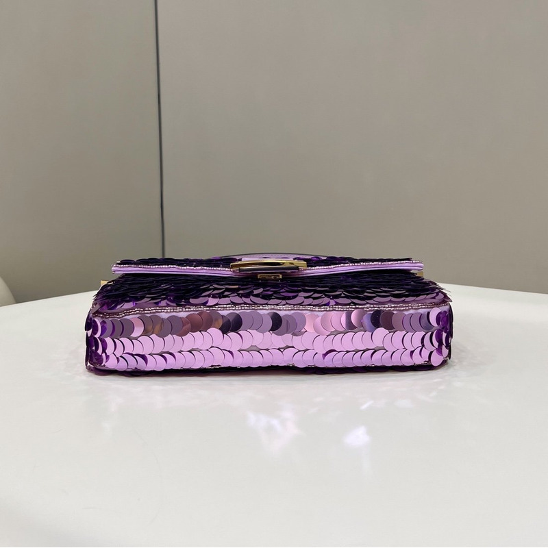 F**di baguette 1997 leather and sequinned bag purple