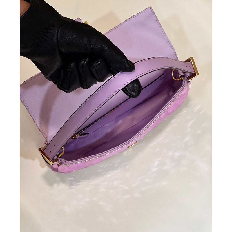 F**di baguette 1997 leather and sequinned bag purple