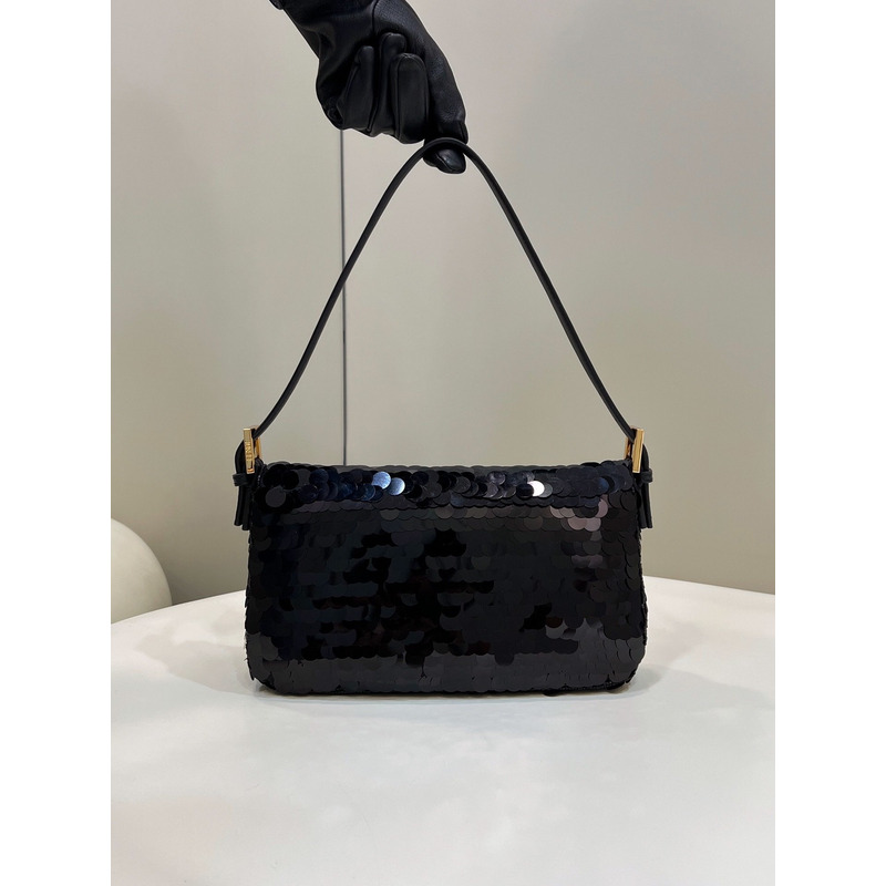 F**di baguette 1997 leather and sequinned bag black