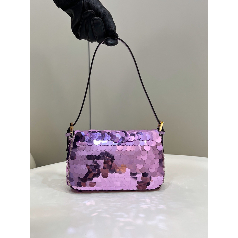 F**di mini baguette 1997 leather and sequinned bag purple