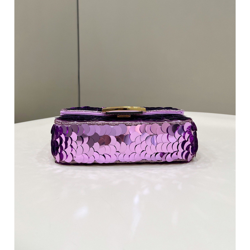 F**di mini baguette 1997 leather and sequinned bag purple