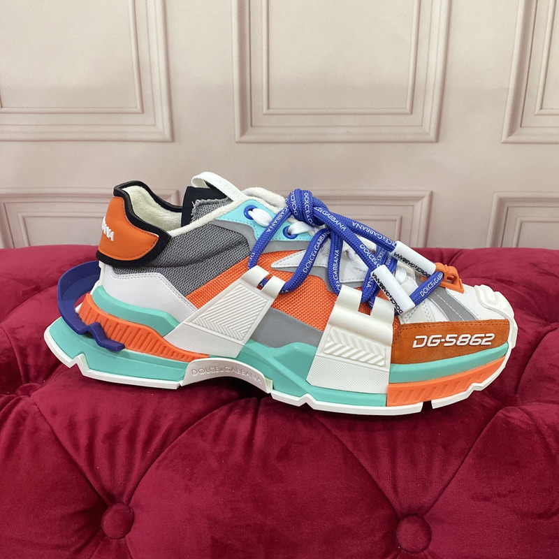 Dolce & Gabbana Panelled Space Multimaterial Sneakers Orange/Blue/Grey