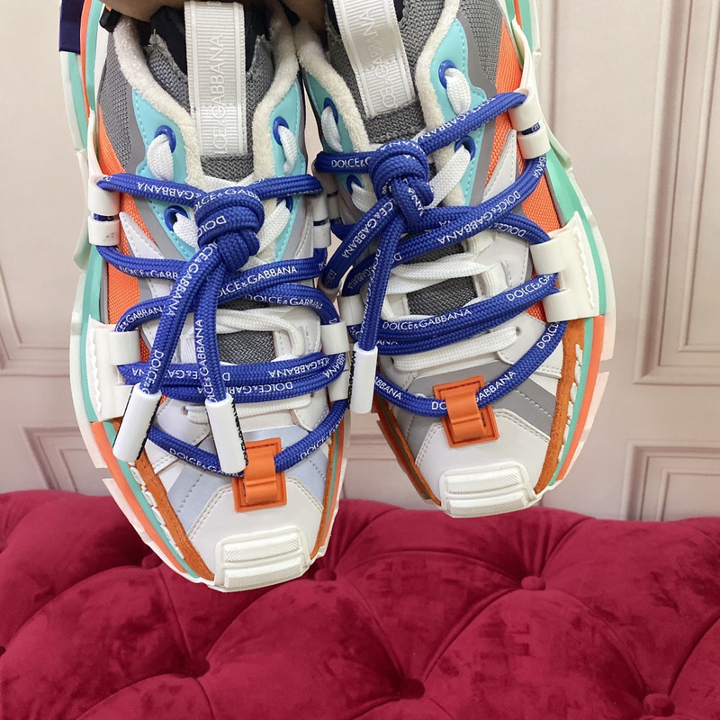 Dolce & Gabbana Panelled Space Multimaterial Sneakers Orange/Blue/Grey