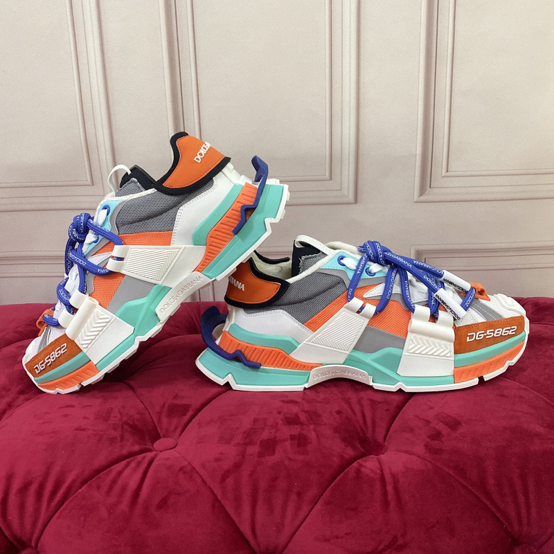 Dolce & Gabbana Panelled Space Multimaterial Sneakers Orange/Blue/Grey