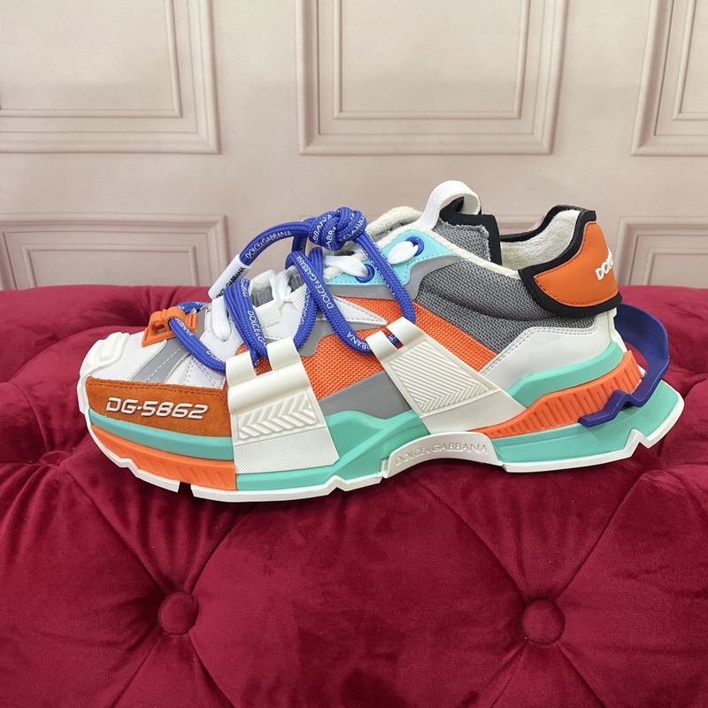 Dolce & Gabbana Panelled Space Multimaterial Sneakers Orange/Blue/Grey