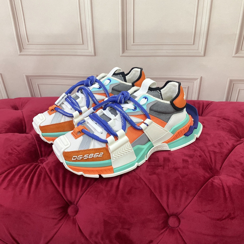 Dolce & Gabbana Panelled Space Multimaterial Sneakers Orange/Blue/Grey