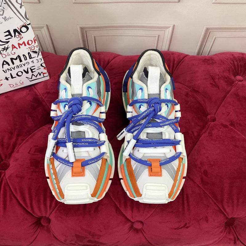 Dolce & Gabbana Panelled Space Multimaterial Sneakers Orange/Blue/Grey