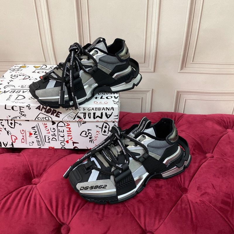 Dolce & Gabbana Panelled Space Multimaterial Sneakers Black/Silver