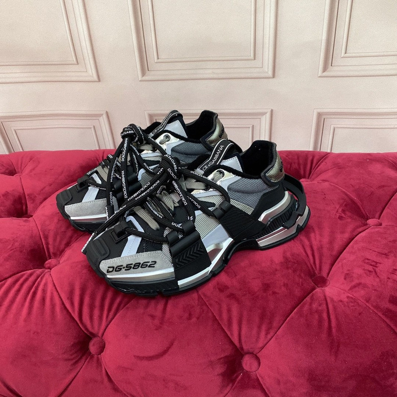 Dolce & Gabbana Panelled Space Multimaterial Sneakers Black/Silver