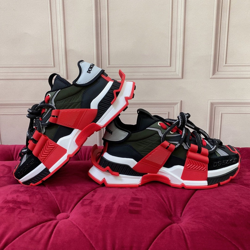 Dolce & Gabbana Panelled Space Multimaterial Sneakers Black/Red