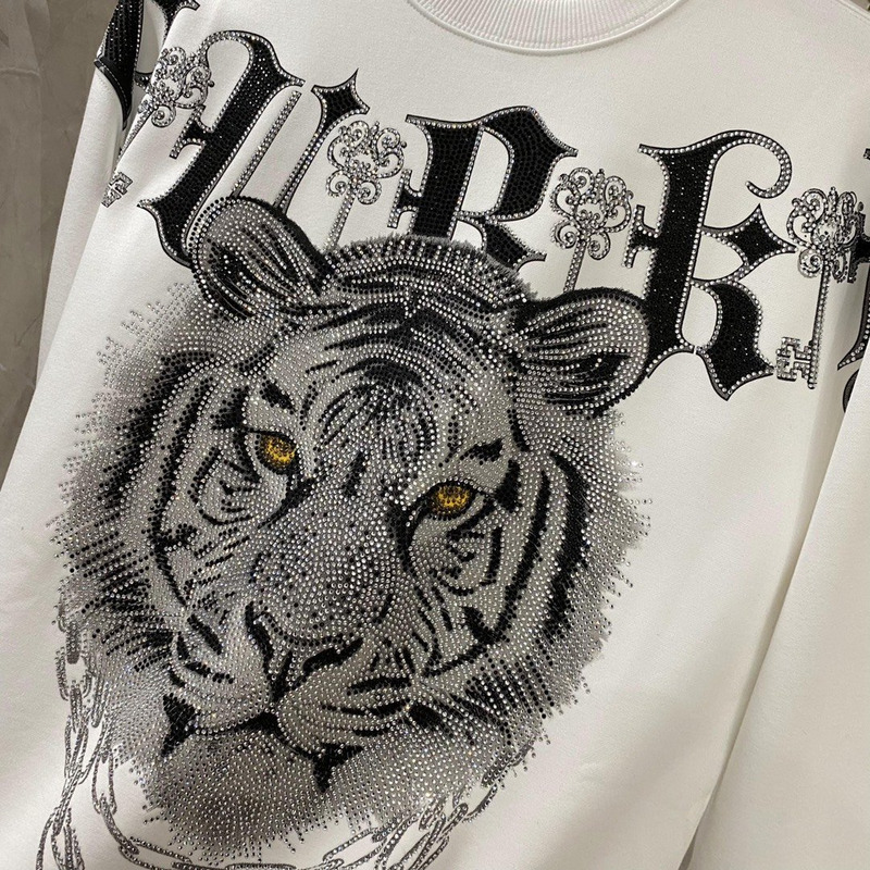 Edition Tiger Hotfix Rhinestone Sweatshirt White