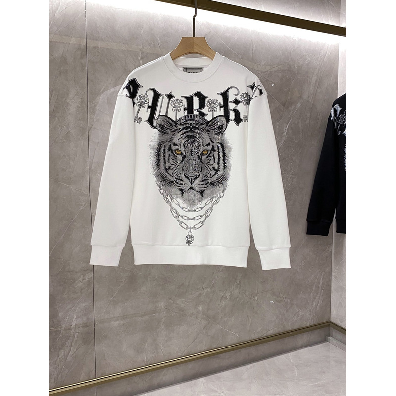 Edition Tiger Hotfix Rhinestone Sweatshirt White