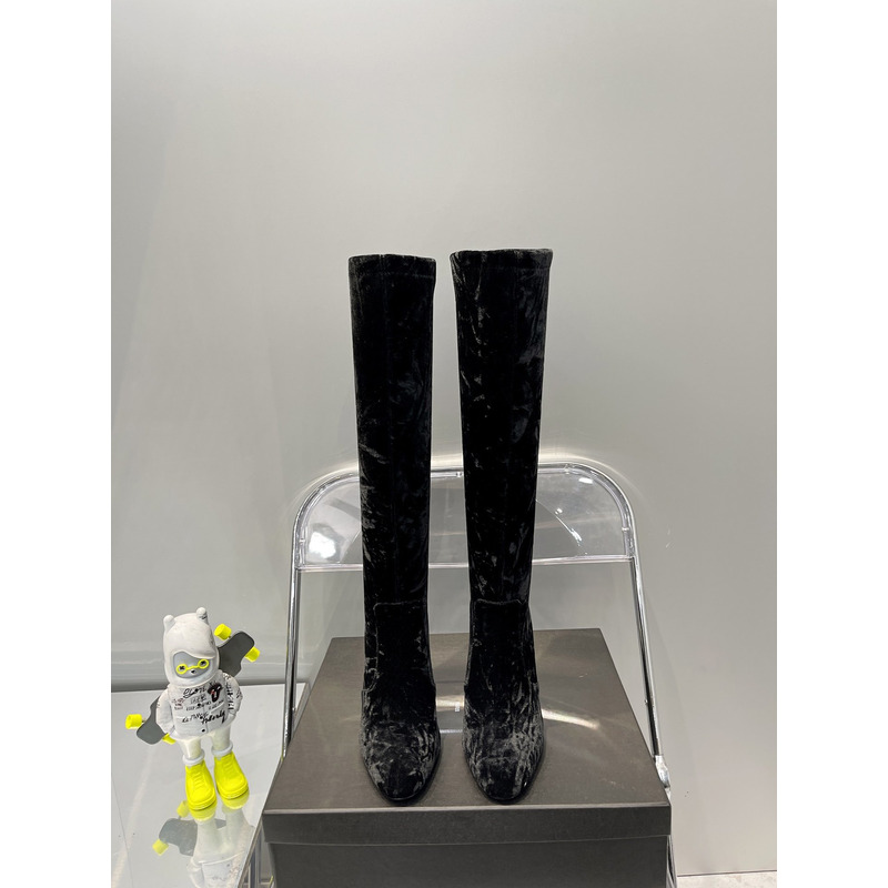 Saint Laurent Talia Boots In Velvet Black