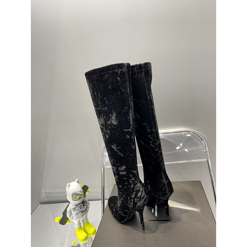 Saint Laurent Talia Boots In Velvet Black