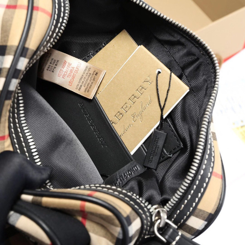 B**rry vintage check and leather crossbody bag